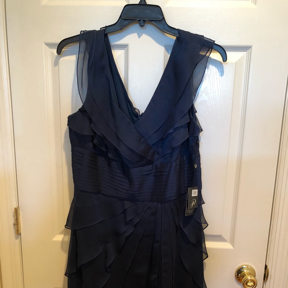 Adrianna Papell navy blue cocktail dress